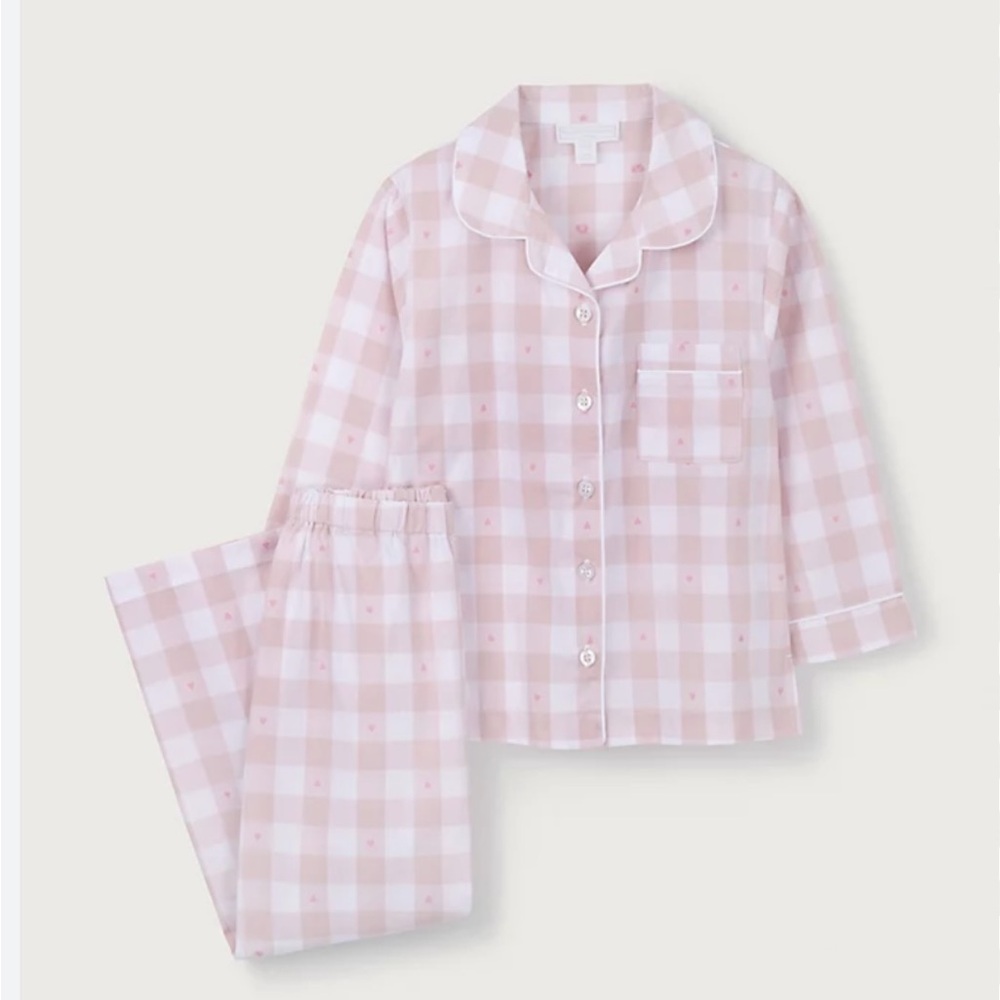 The White Company Pink Checkered Heart Pajama Set